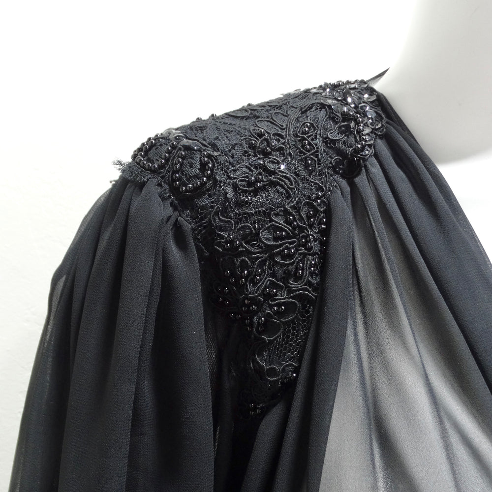 Long Sleeve Black Sheer Dress | Kikiriki